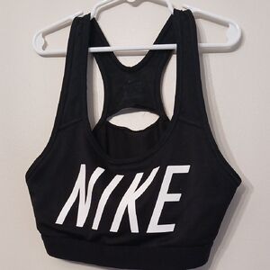 Nike Women's Black Sports Bra with White Logo